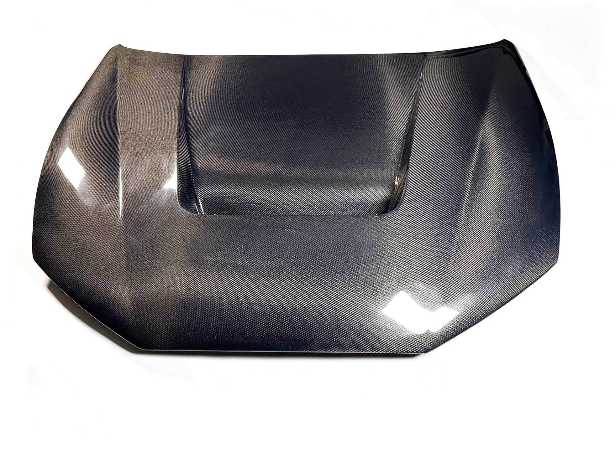 Shelby Style Fiber Hood made of wet carbon fiber for 2021-2025 Ford Mustang Mach-E with aerodynamic design and glossy finish