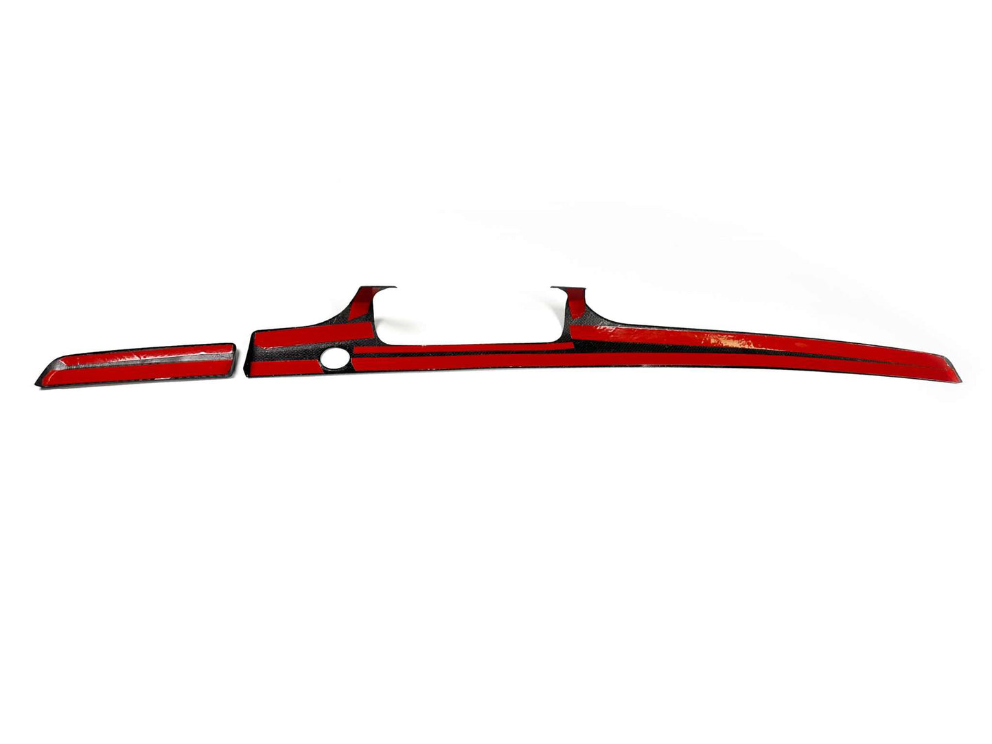 Dry Carbon Fiber Dash in red finish for Ford Mustang Mach-E 2021-2025 interior upgrade