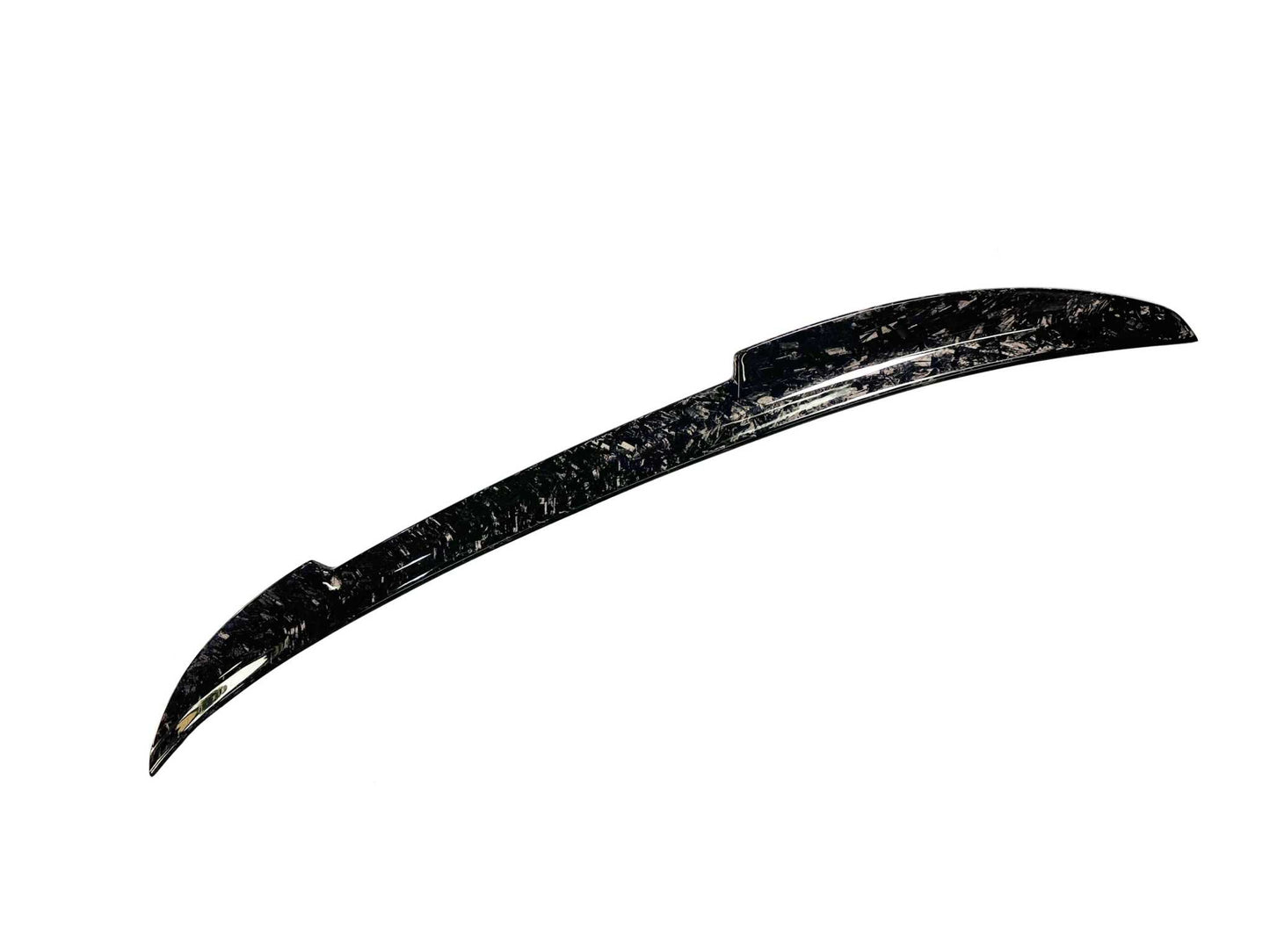 Spoiler V2 for Mustang Mach-E 2021-2025 in wet carbon fiber, carbon black color, aerodynamic rear wing accessory