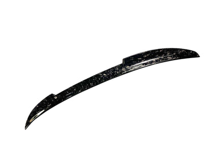 Spoiler V2 for Mustang Mach-E 2021-2025 in wet carbon fiber, carbon black color, aerodynamic rear wing accessory