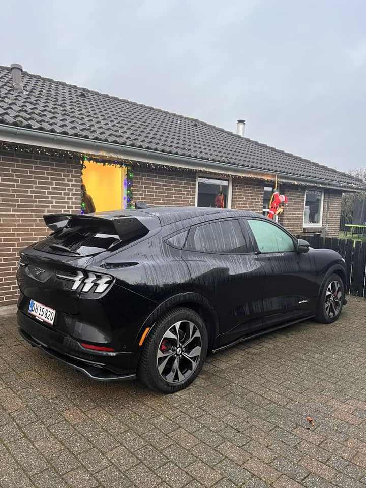 Ford Mustang Mach-E with black Rally Wing Spoiler on rear, enhancing aerodynamics and sporty look