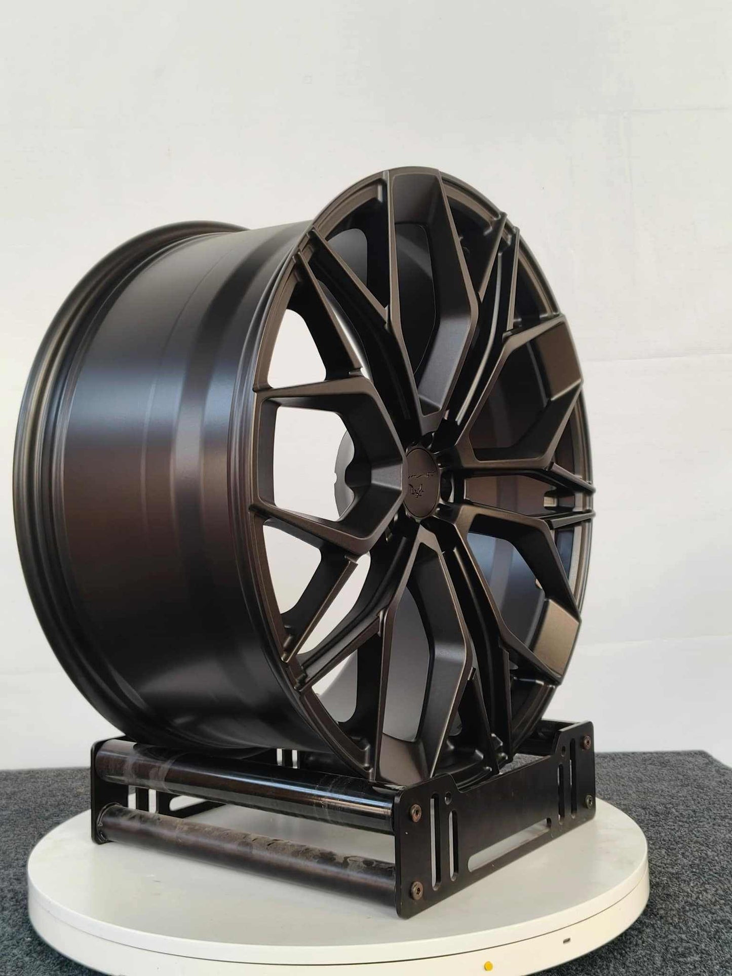 Custom forged Al6061-T6 aluminum wheel for Mustang Mach-E with sleek black multi-spoke design