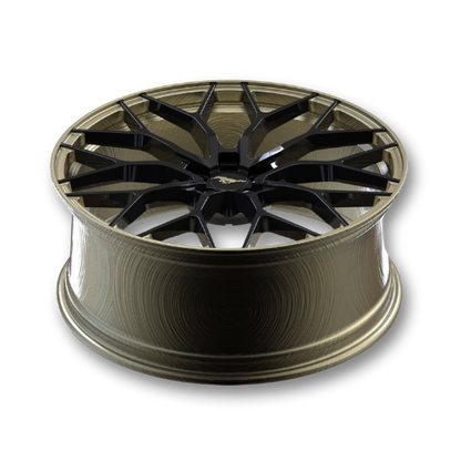 Custom forged Al6061-T6 aluminum wheel for Mustang Mach-E with black multi-spoke design and precision craftsmanship