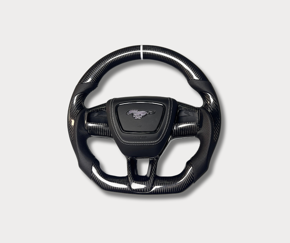 Custom made steering wheel for Mustang Mach-E 2021-2025 with leather and Alcantara grip options