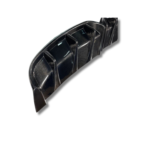 Rear diffuser made of wet carbon fiber for Mustang Mach-E 2021-2025 models enhancing aerodynamics and style