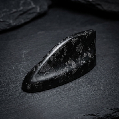 Shark Antenna Cap for Mustang Mach-E 2021-2025 in dry carbon fiber, black or forged carbon, easy 3M tape installation