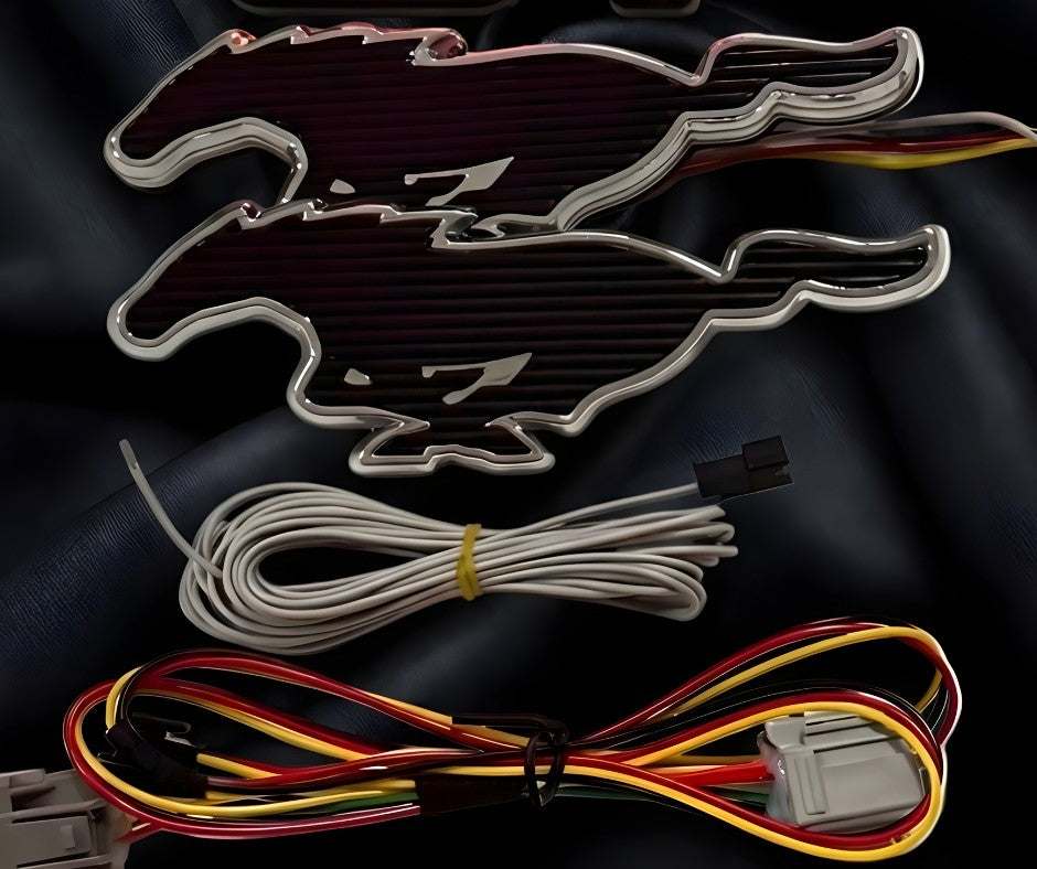 BSKT Light-Up Ponies Mustang Mach-E rear emblem glowing red with brake light and white reverse light features