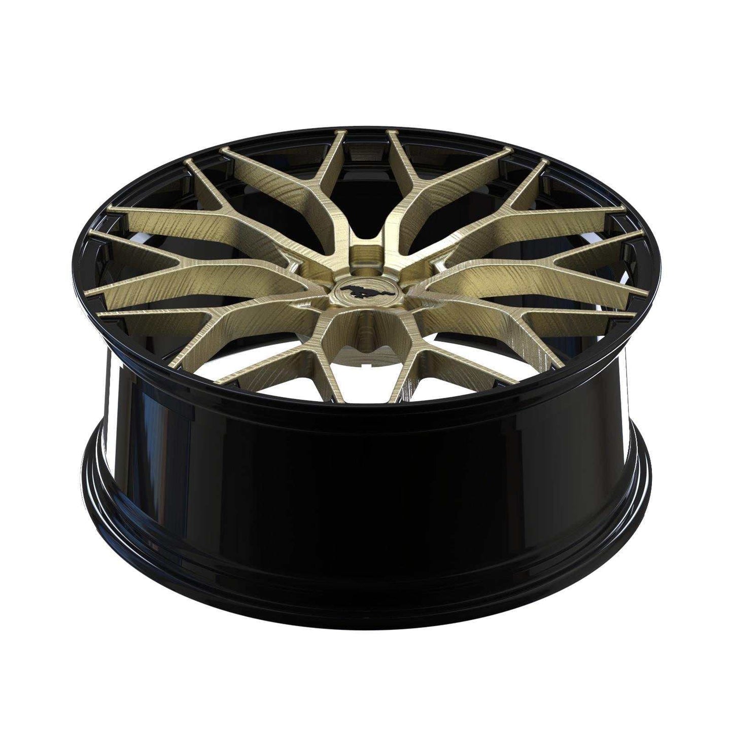 Forged aluminum custom wheel for Mustang Mach-E with black and gold finish